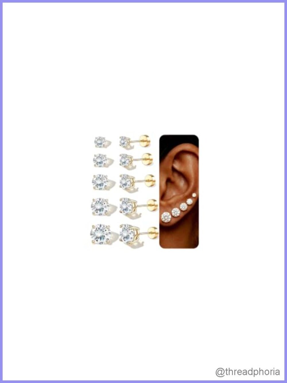 14K Gold Plated Stud Earrings Flat Back Hypoallergenic Surgical Steel for Women